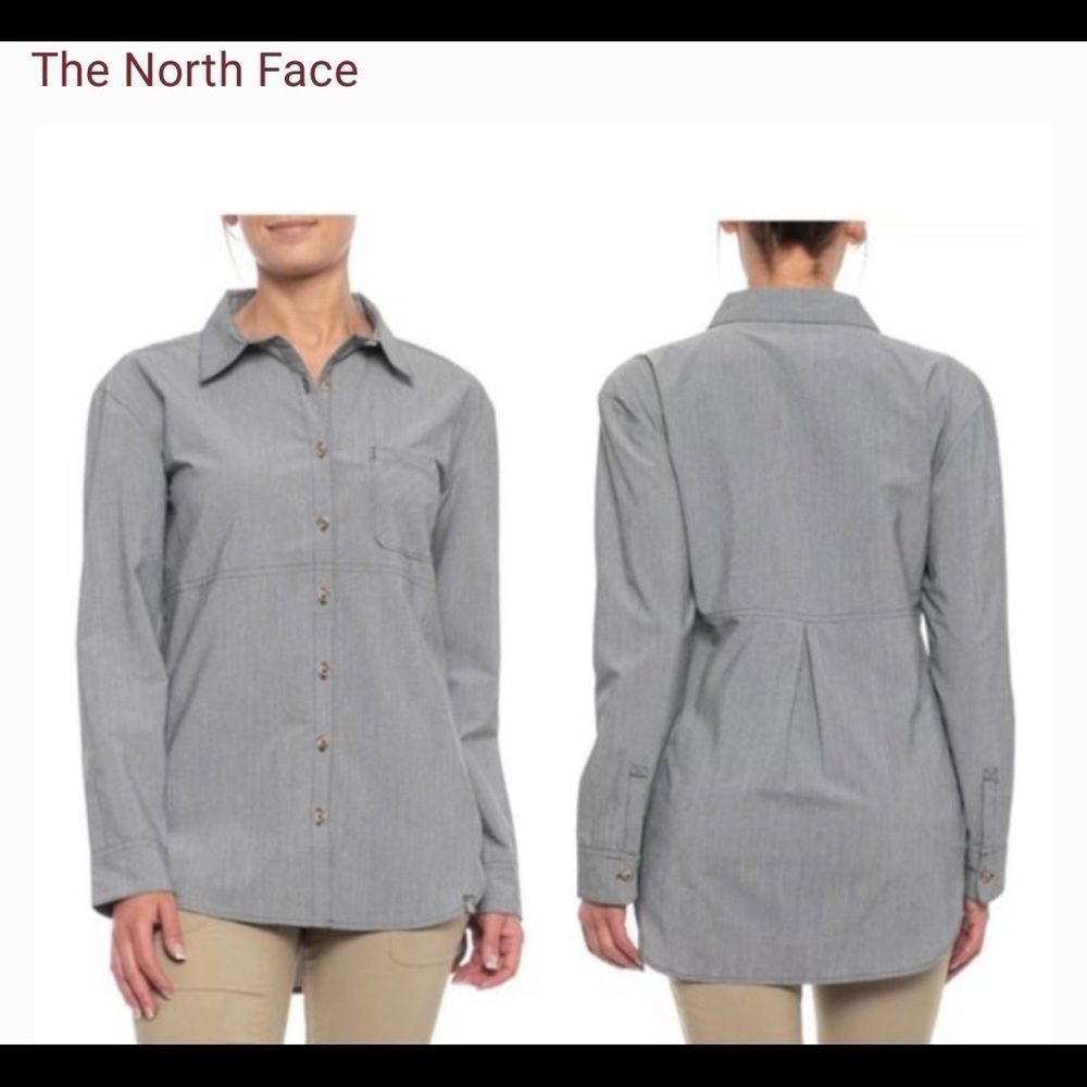 The North Face Stevie button mtn sport Shirt Womens Size medium gray heather